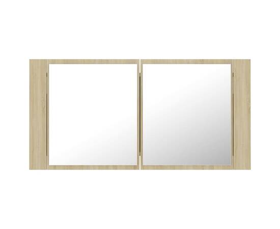 Dulap de baie cu oglindă și led, stejar sonoma, 90x12x45 cm, 9 image