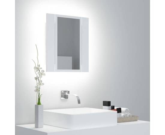 Dulap de baie cu oglindă & led, alb, 40x12x45 cm