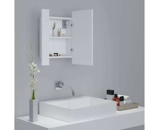 Dulap de baie cu oglindă & led, alb, 40x12x45 cm, 6 image