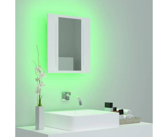 Dulap de baie cu oglindă & led, alb, 40x12x45 cm, 4 image