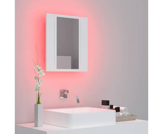 Dulap de baie cu oglindă & led, alb, 40x12x45 cm, 5 image