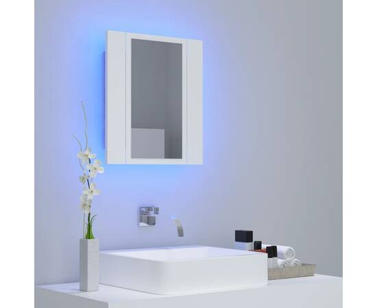 Dulap de baie cu oglindă & led, alb, 40x12x45 cm, 3 image