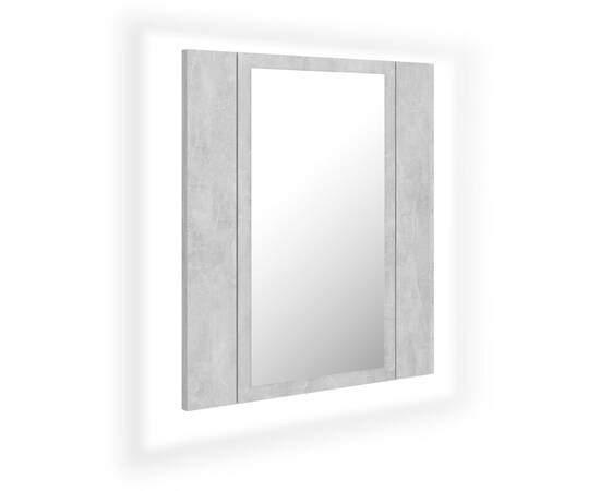 Dulap de baie cu oglindă & led, gri beton, 40x12x45 cm, 2 image