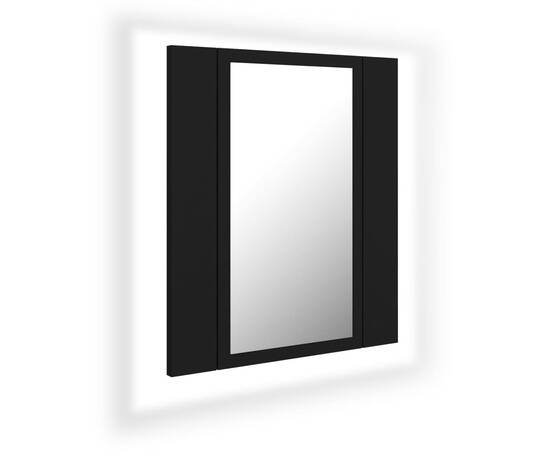 Dulap de baie cu oglindă & led, negru, 40x12x45 cm, 2 image