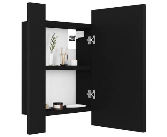 Dulap de baie cu oglindă & led, negru, 40x12x45 cm, 7 image