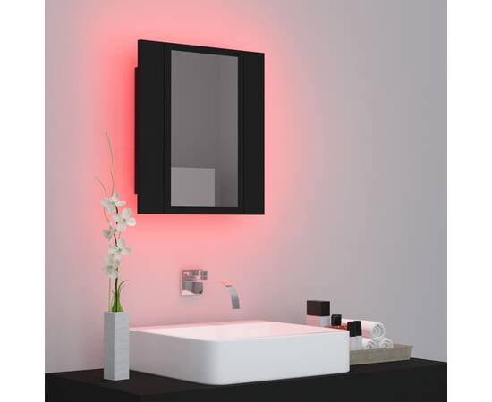Dulap de baie cu oglindă & led, negru, 40x12x45 cm, 5 image