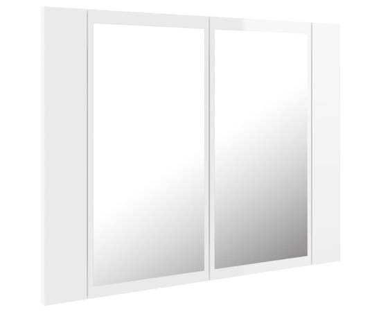 Dulap de baie cu oglindă/led, alb extralucios, 60x12x45 cm, 8 image