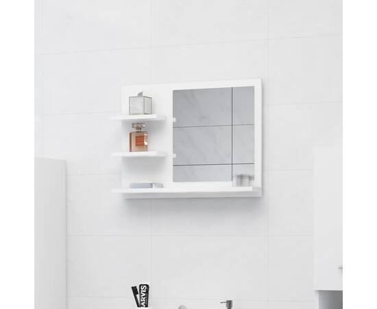 Oglindă de baie, alb, 60 x 10,5 x 45 cm, pal