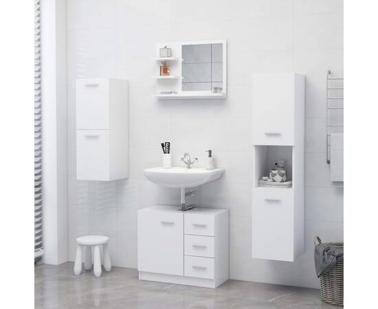 Oglindă de baie, alb, 60 x 10,5 x 45 cm, pal, 4 image