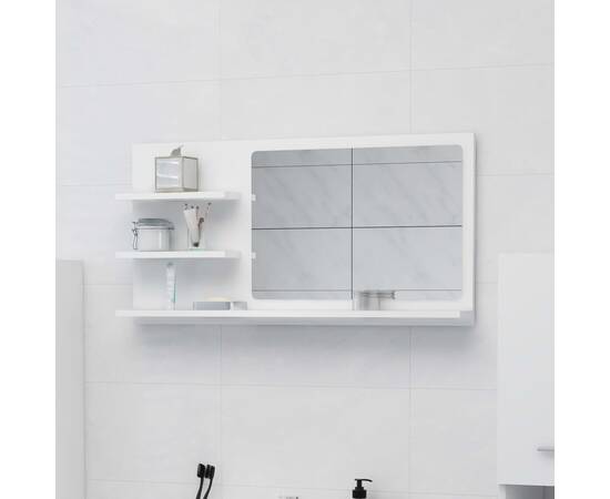 Oglindă de baie, alb, 90 x 10,5 x 45 cm, pal