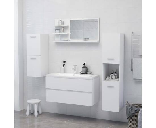Oglindă de baie, alb, 90 x 10,5 x 45 cm, pal, 4 image