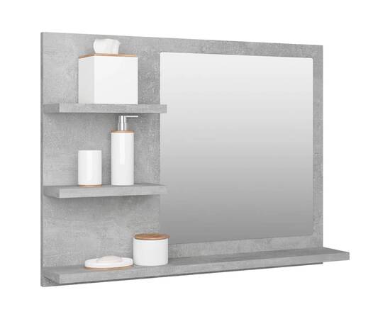 Oglindă de baie, gri beton, 60x10,5x45 cm, pal, 3 image