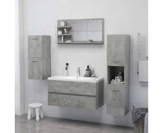 Oglindă de baie, gri beton, 90 x 10,5 x 45 cm, pal, 4 image
