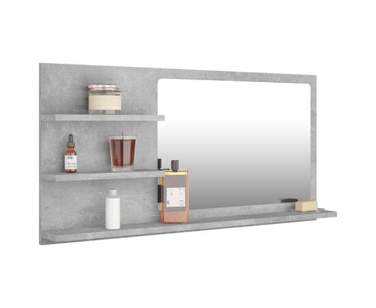 Oglindă de baie, gri beton, 90 x 10,5 x 45 cm, pal, 3 image