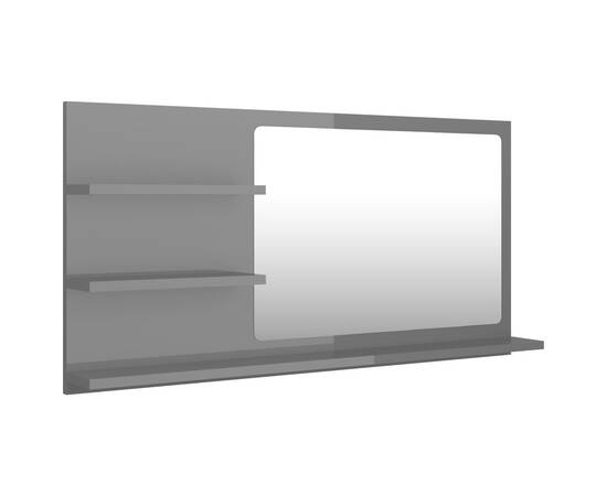 Oglindă de baie, gri extralucios, 90 x 10,5 x 45 cm, pal, 2 image
