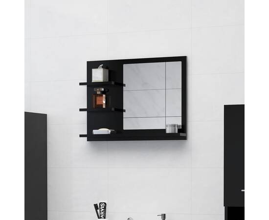 Oglindă de baie, negru, 60 x 10,5 x 45 cm, pal