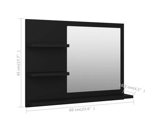 Oglindă de baie, negru, 60 x 10,5 x 45 cm, pal, 7 image