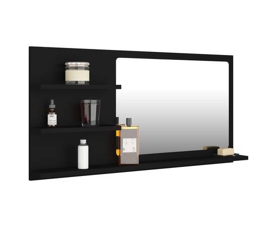 Oglindă de baie, negru, 90 x 10,5 x 45 cm, pal, 3 image