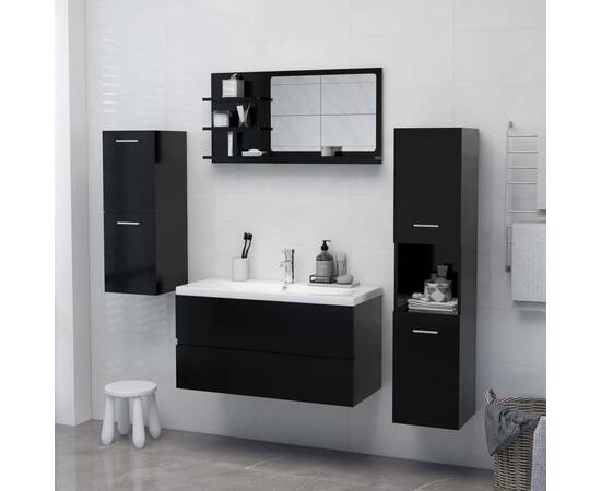 Oglindă de baie, negru, 90 x 10,5 x 45 cm, pal, 4 image