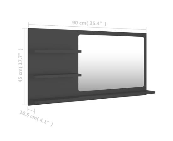 Oglindă de baie, negru, 90 x 10,5 x 45 cm, pal, 7 image