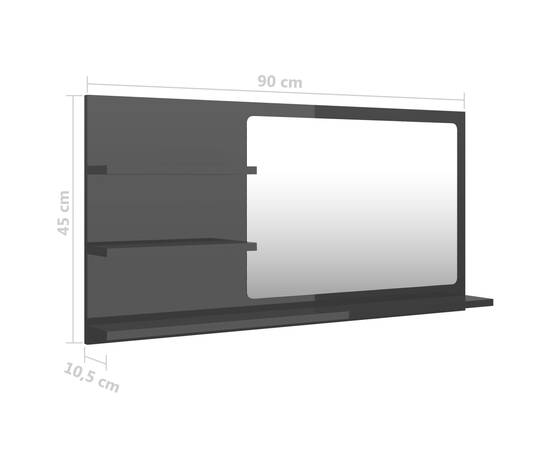 Oglindă de baie, negru extralucios , 90x10,5x45 cm, pal, 7 image