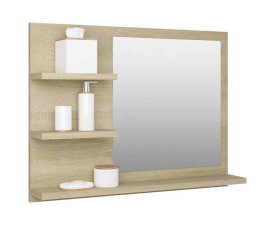 Oglindă de baie, stejar sonoma, 60 x 10,5 x 45 cm, pal, 3 image