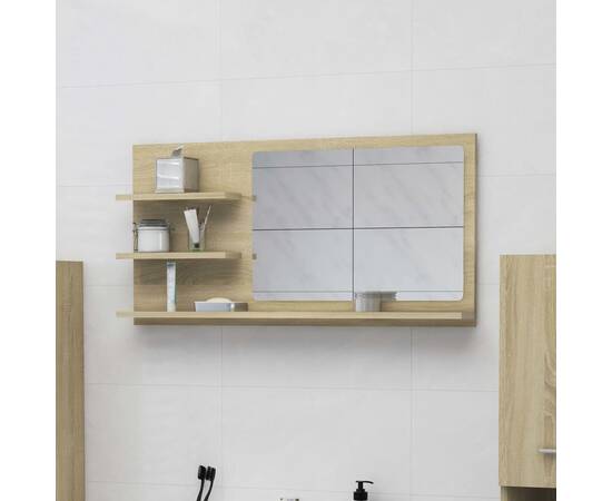 Oglindă de baie, stejar sonoma, 90 x 10,5 x 45 cm, pal