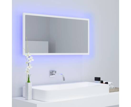 Oglindă de baie cu led, alb, 90x8,5x37 cm, pal, 5 image