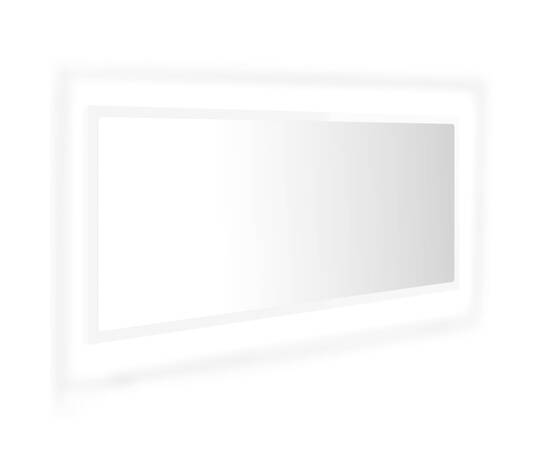Oglindă de baie cu led, alb extralucios, 100x8,5x37 cm, pal, 2 image
