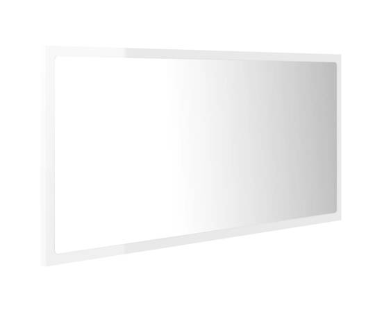 Oglindă de baie cu led, alb extralucios, 90x8,5x37 cm, pal, 7 image