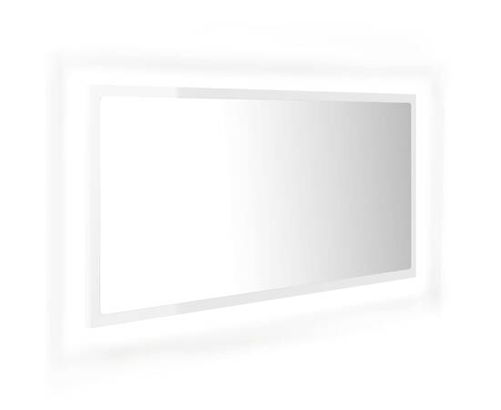 Oglindă de baie cu led, alb extralucios, 90x8,5x37 cm, pal, 2 image