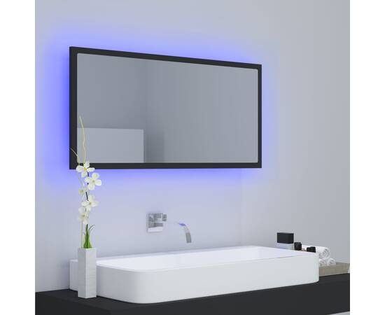 Oglindă de baie cu led, gri, 90x8,5x37 cm, pal, 5 image