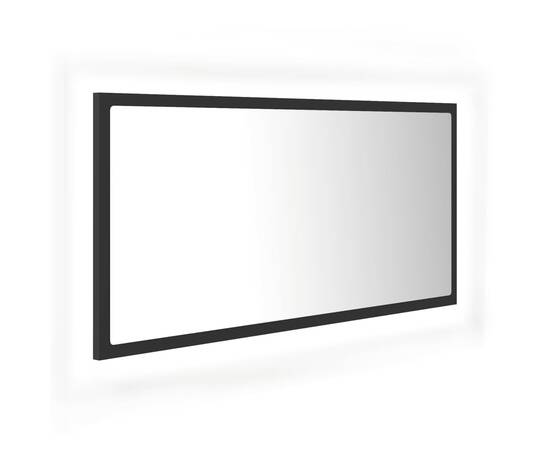Oglindă de baie cu led, gri, 90x8,5x37 cm, pal, 2 image