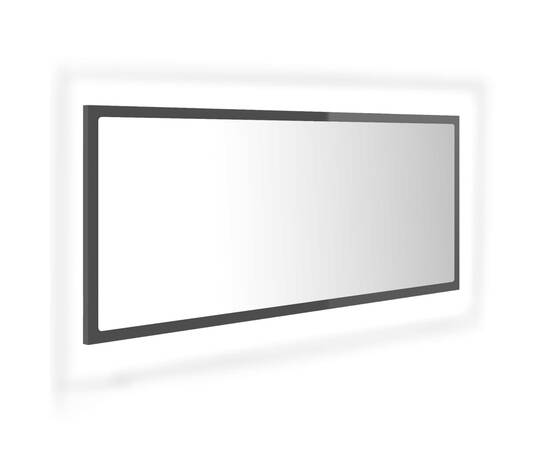 Oglindă de baie cu led, gri extralucios, 100x8,5x37 cm, pal, 2 image