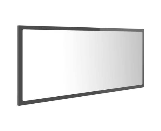 Oglindă de baie cu led, gri extralucios, 100x8,5x37 cm, pal, 6 image