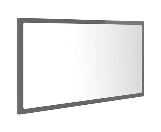 Oglindă de baie cu led, gri extralucios, 80x8,5x37 cm, pal, 6 image