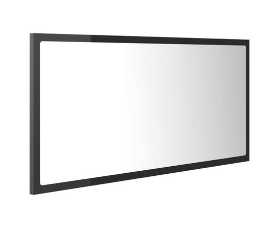 Oglindă de baie cu led, gri extralucios, 90x8,5x37 cm, pal, 7 image
