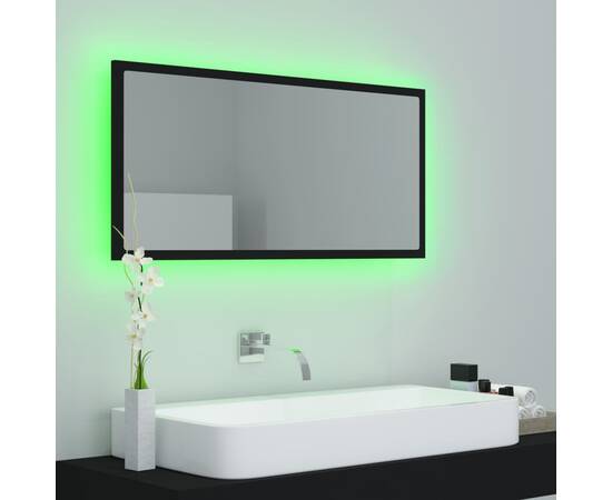 Oglindă de baie cu led, negru, 90x8,5x37 cm, pal, 4 image