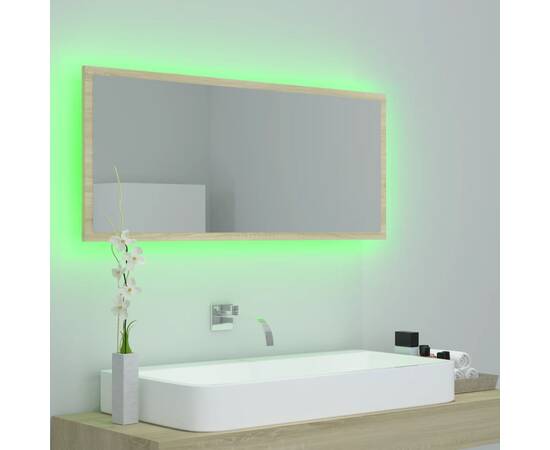 Oglindă de baie cu led, stejar sonoma, 100x8,5x37 cm, pal, 4 image