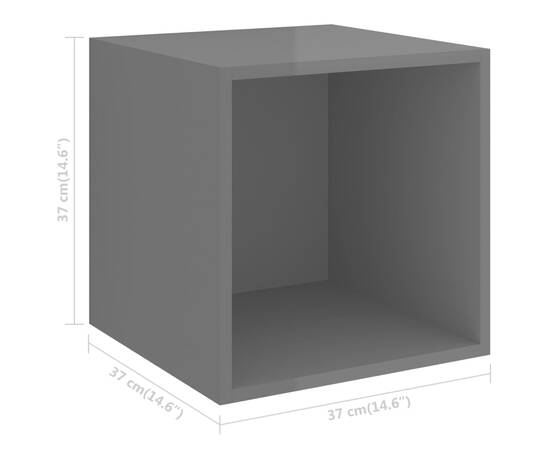 Dulap de perete, gri extralucios, 37x37x37 cm, pal, 11 image