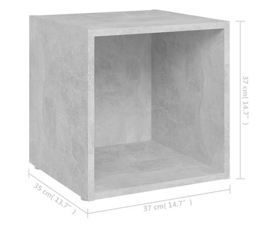Comode tv, 2 buc., gri beton, 37x35x37 cm, pal, 9 image
