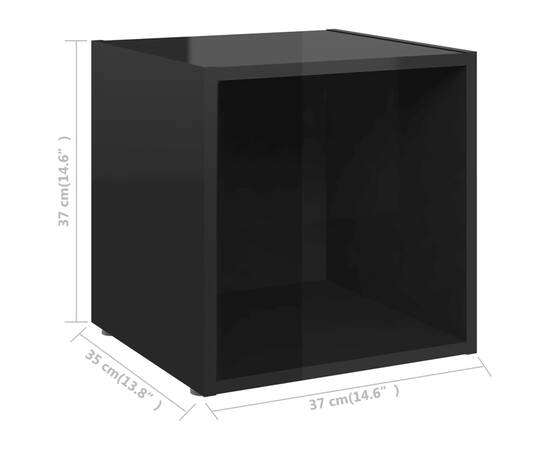 Comode tv, 4 buc., negru extralucios, 37x35x37 cm, pal, 8 image