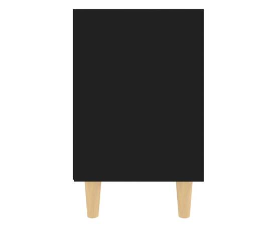Noptieră cu picioare din lemn masiv, negru, 40x30x50 cm, 5 image
