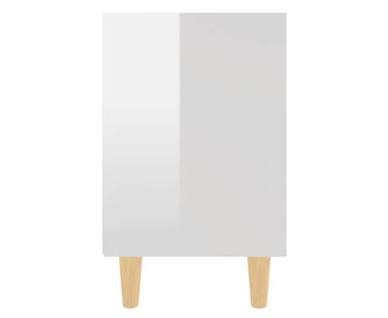 Noptiere cu picioare lemn, 2 buc, alb extralucios, 40x30x50 cm, 6 image