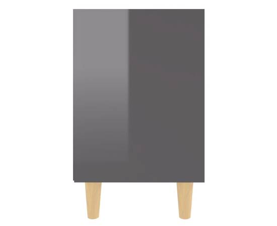 Noptiere cu picioare lemn, 2 buc, gri extralucios, 40x30x50 cm, 6 image