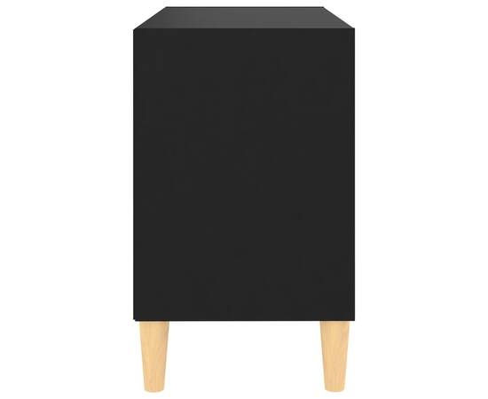 Comodă tv, picioare lemn masiv, negru, 69,5x30x50 cm, 5 image