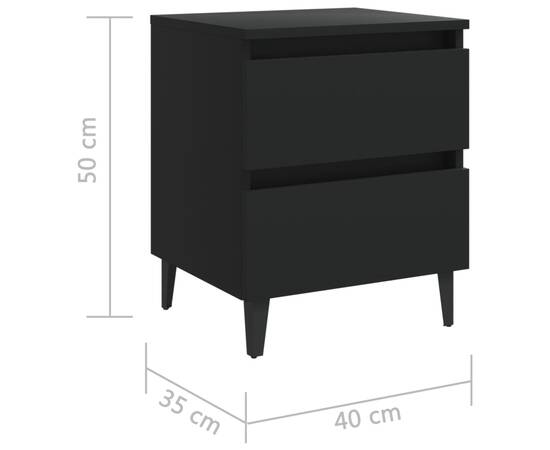 Noptieră, negru, 40x35x50 cm, pal, 7 image