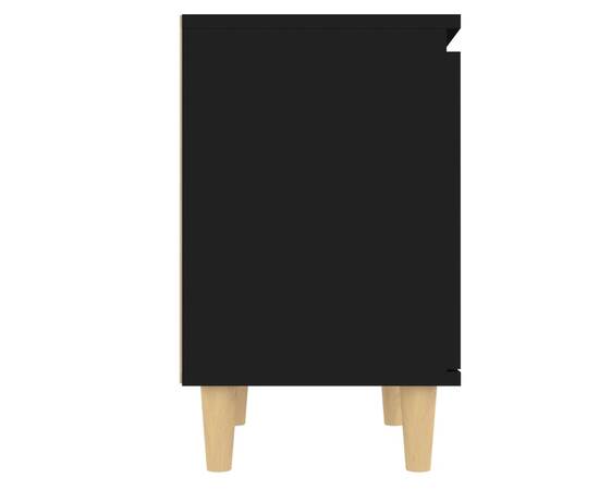 Noptieră cu picioare din lemn masiv, negru, 40x30x50 cm, 7 image
