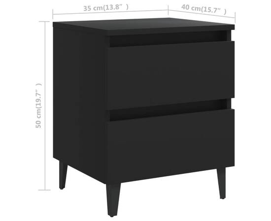 Noptiere, 2 buc., negru, 40x35x50 cm, pal, 8 image