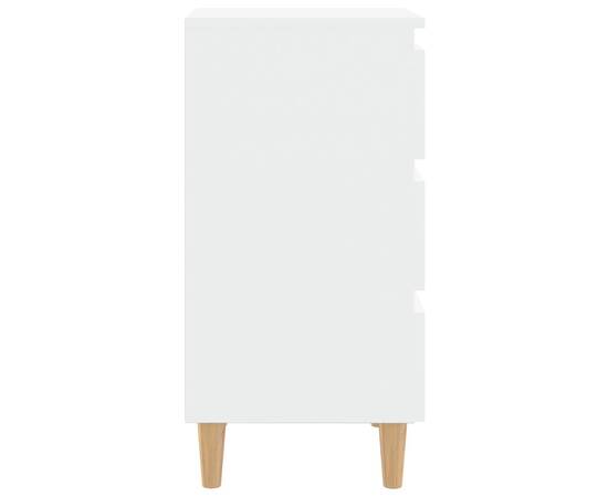 Noptiere cu picioare lemn masiv, 2 buc., alb, 40x35x69 cm, 7 image